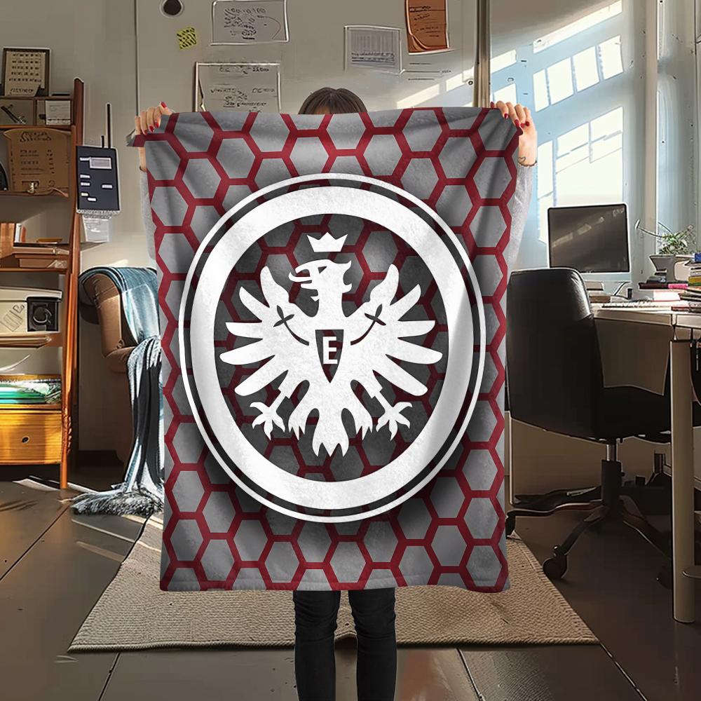 1PC Frankfurt Football Print Flannel Blanket, High quality All Seasons, Home Decor, Warmth and Comfort, Perfect for Christmas Gifts