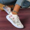 Мода Мода Принтованные Дышащие Кроссовки Женские Толстая Подошва Вязаные Туфли для Ходьбы Женские Сквозные Слипоны Спортивная Обувь Женская 35-43