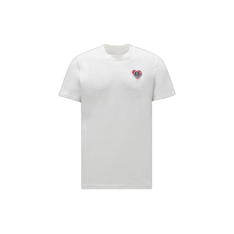 Moncler Мужская футболка с принтом логотипа, прямой крой, круглый вырез, короткий рукав, топ, белый I20918C000418390T034