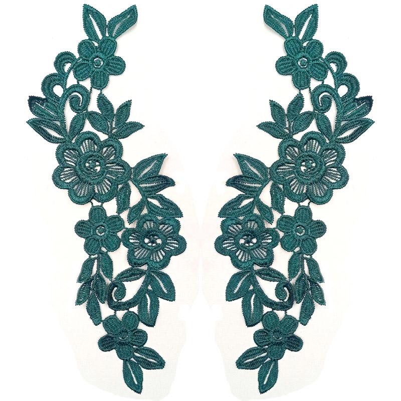 1Pair 3D Flower Embroidered Lace Applique Clothes Dress Repair Patch Solid DIY Sewing Trim Fabric Patches Apparel Decoration