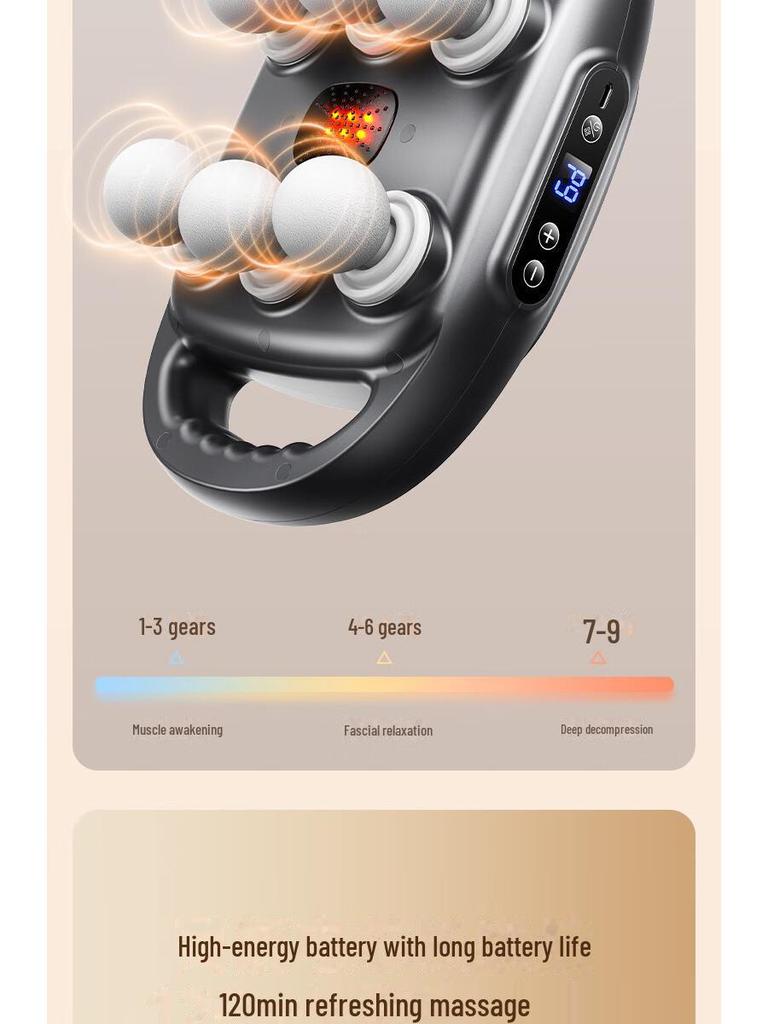 Премиальный беспроводной массажный пистолет с шестью головками для расслабления мышц и высокочастотной вибрации