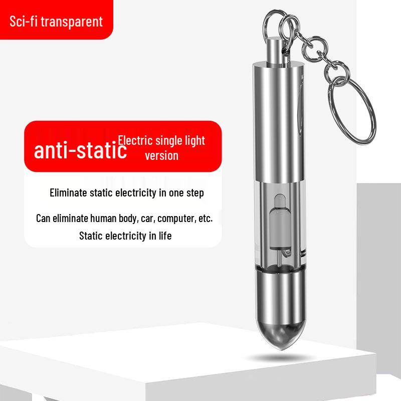 Bullet-shaped Zinc Alloy Anti-static Keychain 
