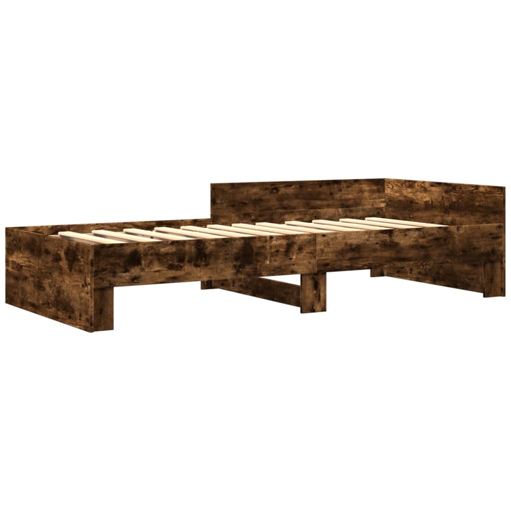 Bed Frame without Mattress Smoked Oak Finish 100 x 200 cm Engineered Wood