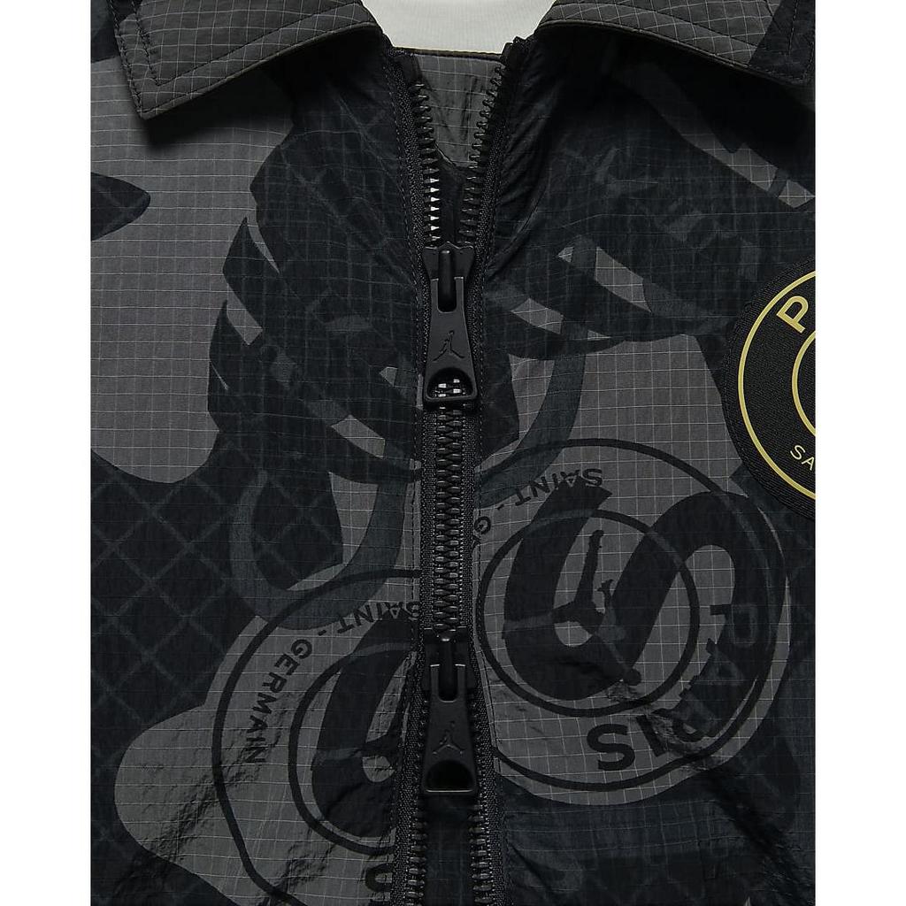Jordan X PSG Collaboration SS24 Paris Saint-Germain Allover Print Повседневная куртка с длинным рукавом Мужская куртка черного цвета FN5321-010