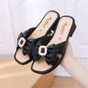 Sandals Slippers for Women Summer Fashion Thick Sole Non-Slip Bow Ladies Slippers Mid Heel Slides Outdoor
