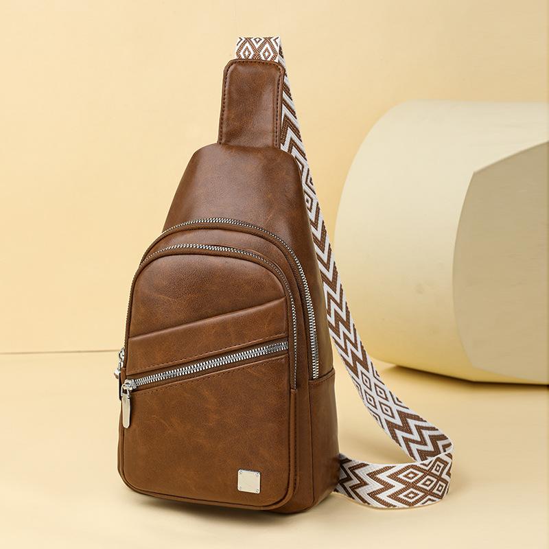 Винтажная женская нагрудная сумка большой вместимости из ПУ, сумка-кроссбоди