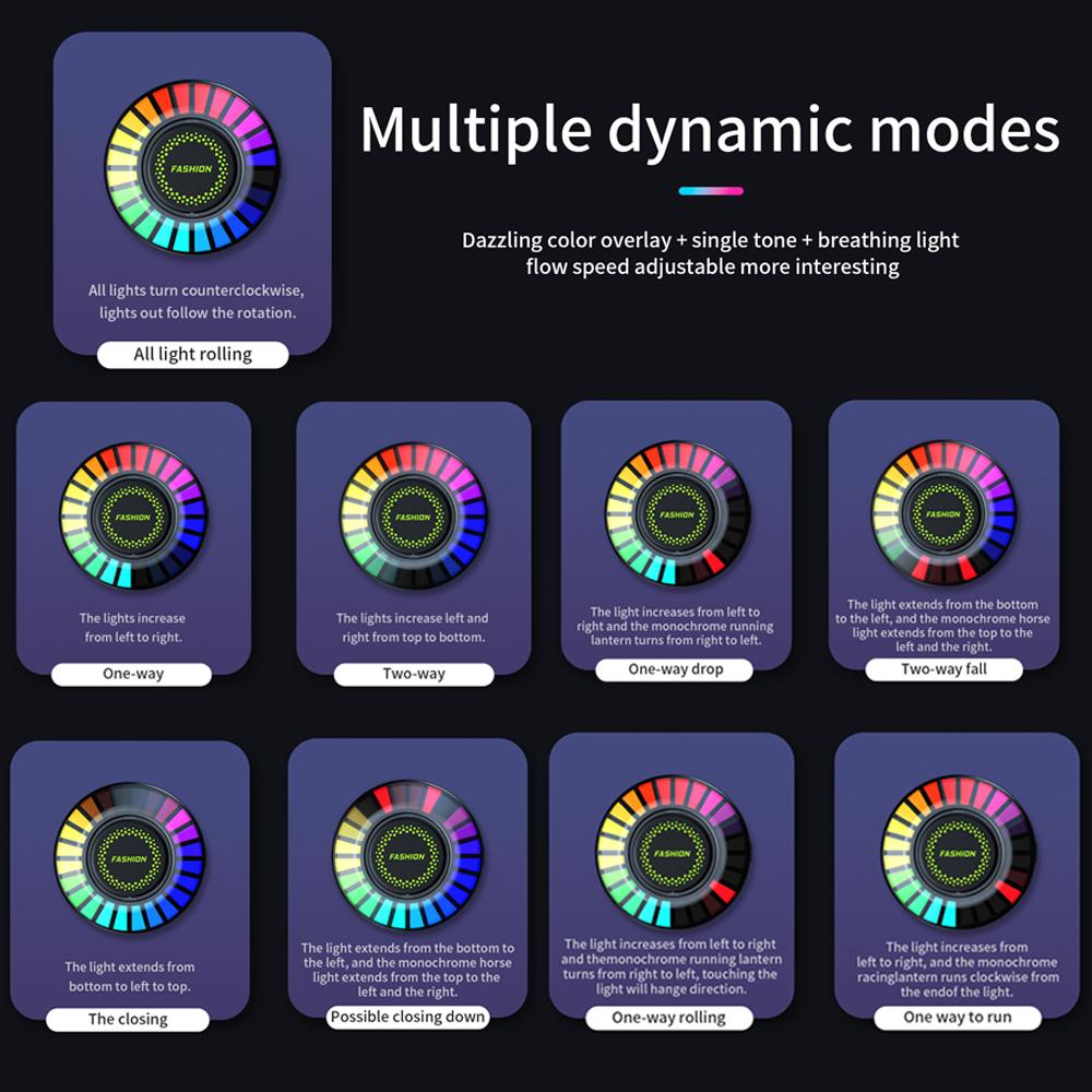 Car Smart APP Control RGB Music Rhythm Lamp Air Freshener LED Strip Sound Control Voice Pick Up Atmosphere Light Air Vent Clip