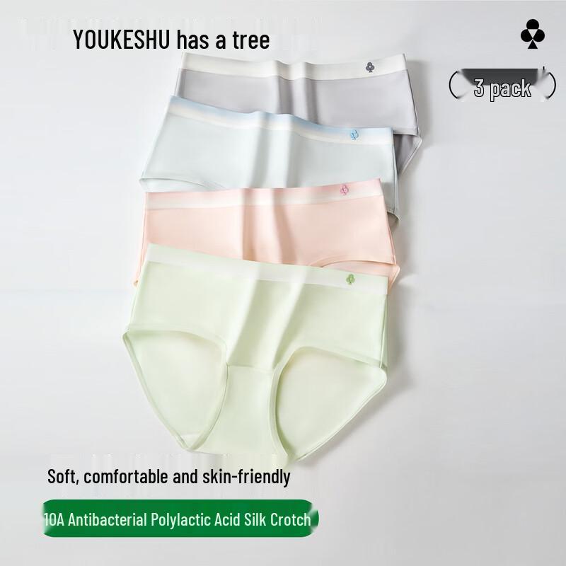 Youkeshu Women's Pure Cotton Antibacterial Briefs Multi-pack