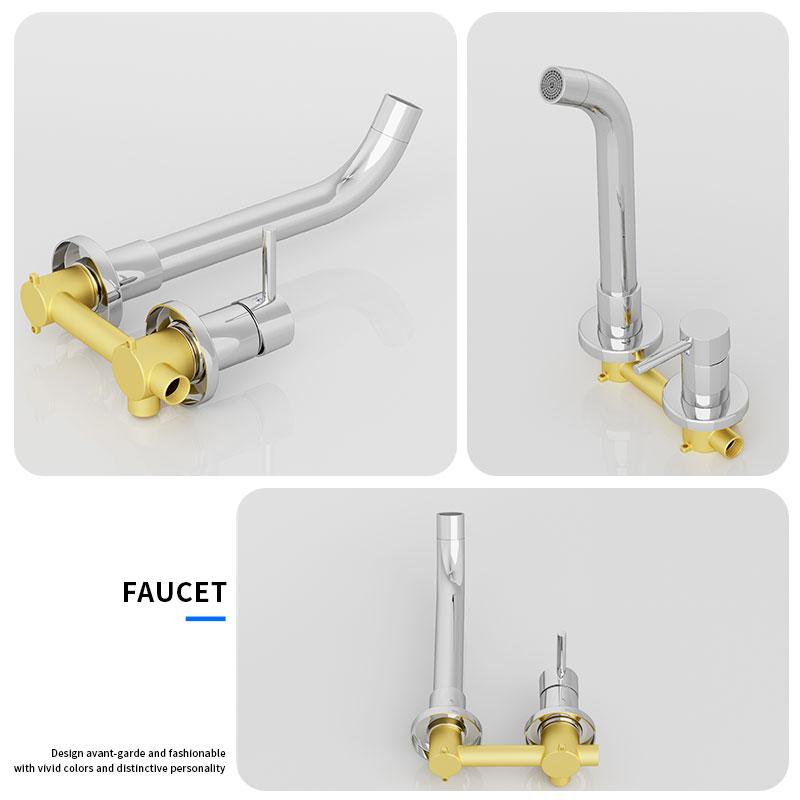 Смеситель для ванной комнаты, смеситель для раковины, раковина, матовый черный, горячая и холодная вода, настенный излив для ванны с современной ручкой-рычагом
