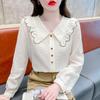 2025 Spring/Summer Versatile Peter Pan Collar Long Sleeve Shirt - Elegant French Style Top for Spring/Autumn