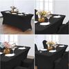 Black 4/6/8FT High Stretch Tablecloth Universal Elastic Rectangular Table Cloth Washable Birthday Table Cover Outdoor Event