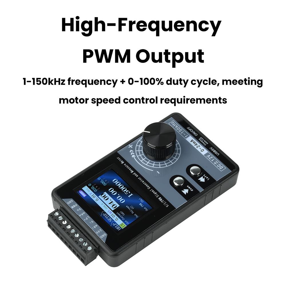 2-inch Color Screen PWM Pulse Signal Generator 0-20mA 4-20mA 0-10V Voltage Current Output 1-150kHz PWM Signal Source Simulator