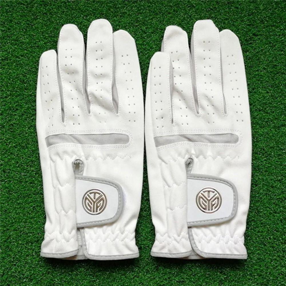 Breathable Men's Sports Golf Glove White Golf Gloves Durable Ultra-fiber Cloth Golfing Glove  Male