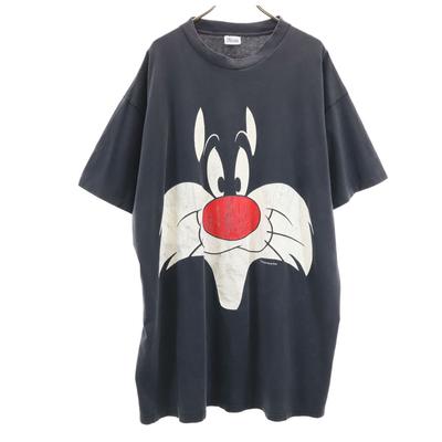 90-е годы Старый Looney Tunes Сильвестр Футболка с коротким рукавом и длинным рукавом Мужская Б/У