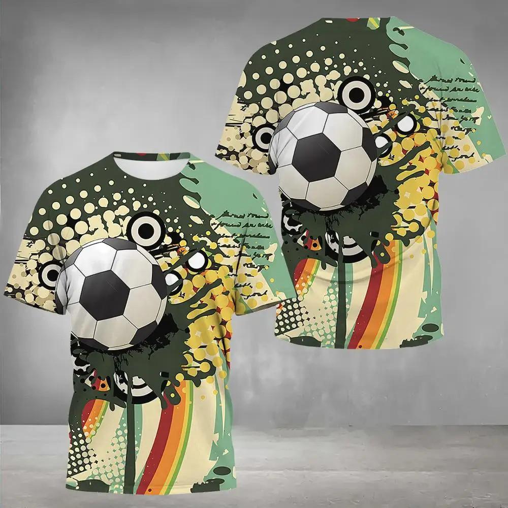 Футболка с футбольным принтом, мужская мода, лето, короткий рукав, уличная одежда, свободная мужская одежда