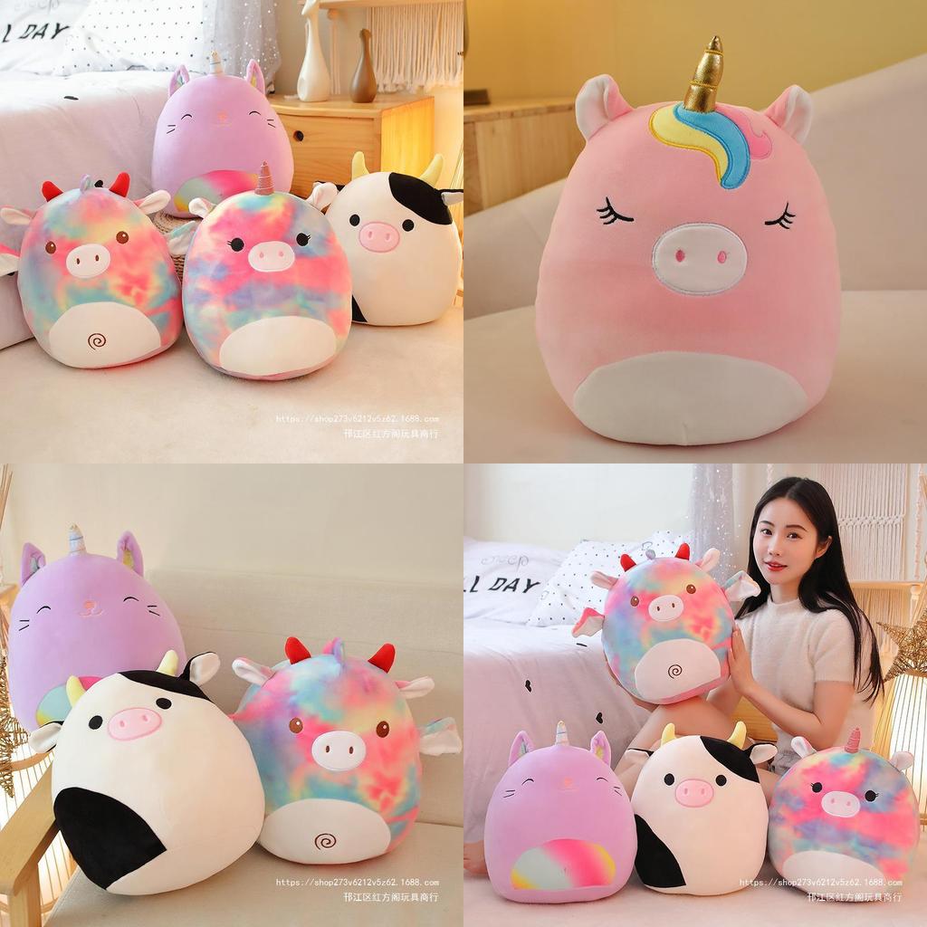 Soft Plush Unicorn And Cow Pillow Cushion Cartoon Animal Stuffed Toy For Girls 35cm