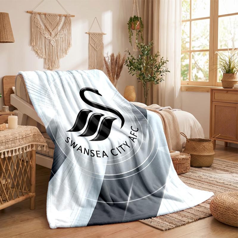 Swansea City Theme Fleece Blanket Cozy Soft Plush Blanket For Bedroom Couch Travel