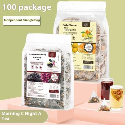 Утро c ночь чайная смесь чай опунция лимонный чай черная волчья ягода шелковица роза треугольный пакетик