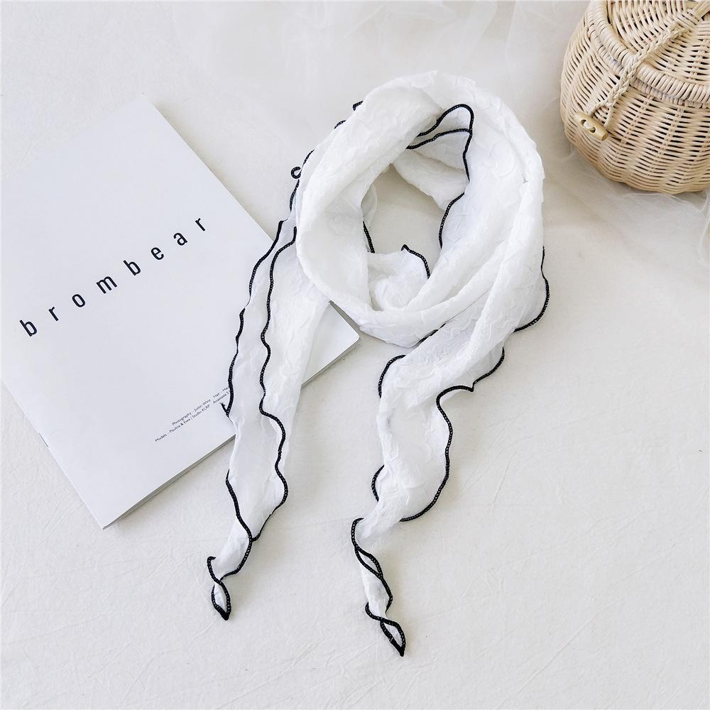 Новый однотонный шарф для женщин на весну и осень, универсальный ремешок на запястье, повязка на голову, модное украшение, защита шеи для студентов, небольшой шарф