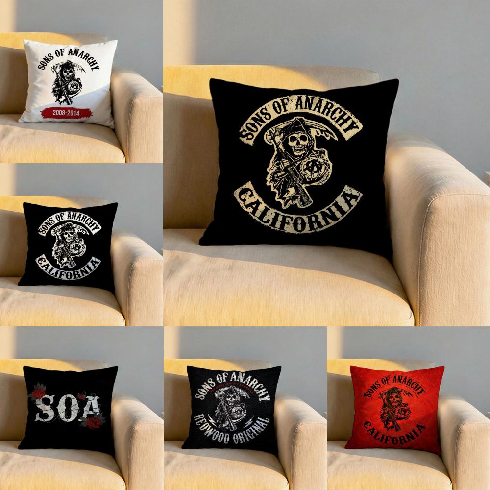 SSons of AAnarchy Cushion Cover Soft Reversible Durable Pillow Cover MultiScene Use for Home Car Daily Comfort