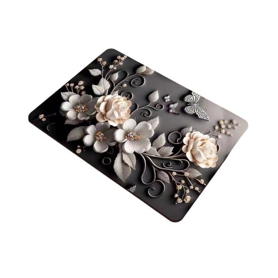 Yousheng Floral Dish Drying Mat Absorbent Kitchen Drying Mat Reusable Washable Dish Drying Pad Non-slip Dish Rack Mats for Kitchen Counter