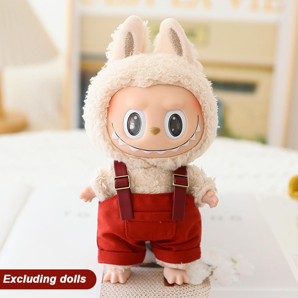 For 17cm Doll Clothes Fashion Bucket Hat Overalls Doll Clothes Color Match Hoodies Dolls Accessories Cute Decoration Little Clothes