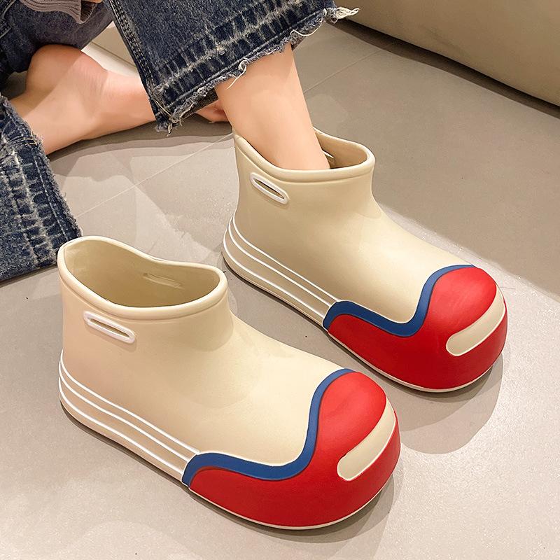 Милые женские резиновые сапоги Модные резиновые сапоги средней высоты Уличные водонепроницаемые садовые рабочие ботинки для женщин Легкие резиновые сапоги из ЭВА