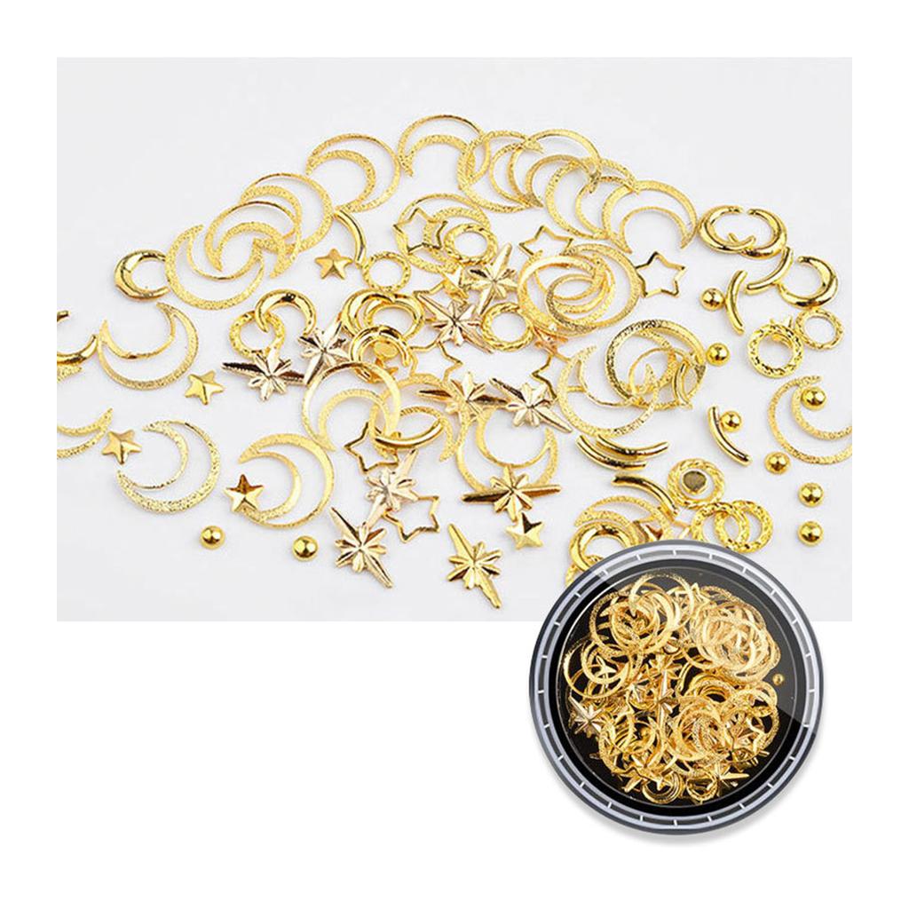 Star Moon Nail Charms Nail Rhinestones Nail Art Charms Punk Rivet Nail Gems Manicure Supplies DIY Nail Art Decorations