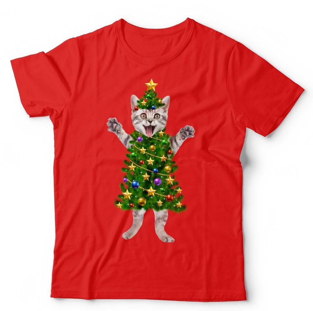 Christmas Cat Tree T Shirt Unisex & Kids Funny Cute Kitten Festive Xmas Gift Unisex T-Shirt