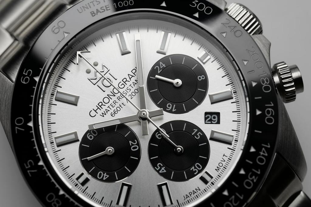 Хронограф Hyakuichi Керамический безель Серебристая панда SSV [HYAKUICHI 101] № 11 Дайверский