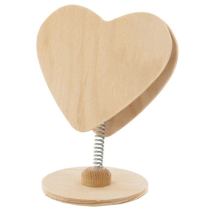 Marque place en bois ressort coeur 7,5 x 12,5 cm - personnalisable