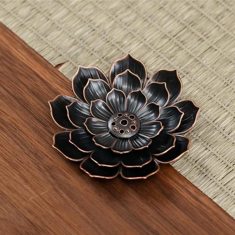 1Pcs Metal Alloy Incense Burner Buddhism Lotus Zen Incense Burner Stick Incense Holder Home Decor Holder Buddha Hall Decoration