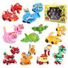 9pcs/set Min Gogo Dino Deformation Robot To Dinosaur Toy Action Figures Transformation Car Airplane Motorboat Crane Toys