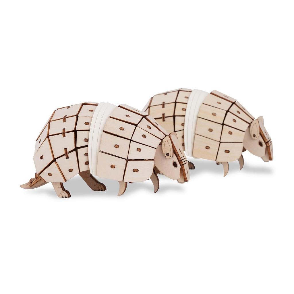 Tsukurun 3D Wood Puzzle with Japanese Instructions Species desu® (Endangered Series Armadillo)