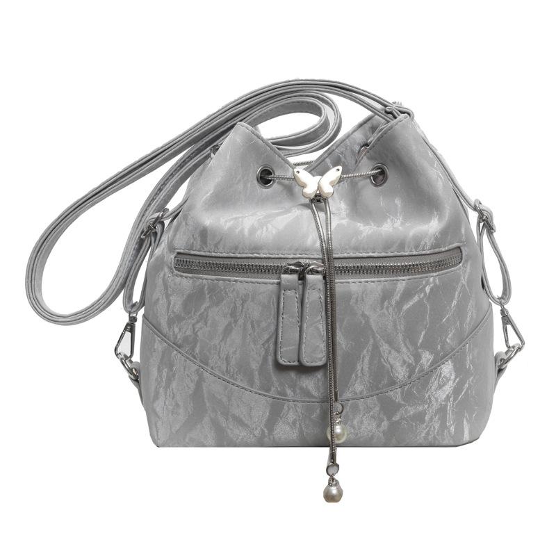 Летняя маленькая свежая зеленая сумка-ведро женская сумка через плечо 2024 новый модный рюкзак повседневный рюкзак большой вместимости