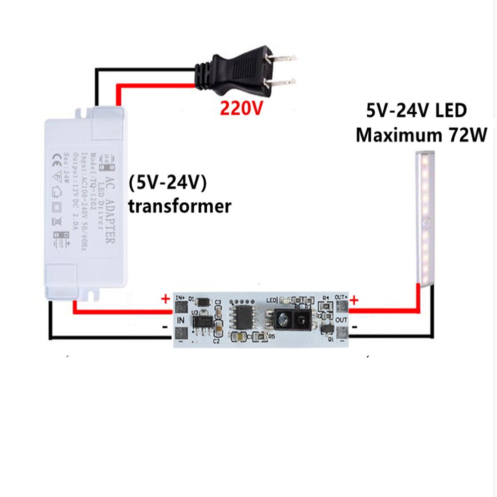 Сенсорный переключатель, емкостный модуль, 5 В-24 В, 3 А, светодиодные лампы управления затемнением, активные компоненты, сканирование на короткое расстояние, датчик руки