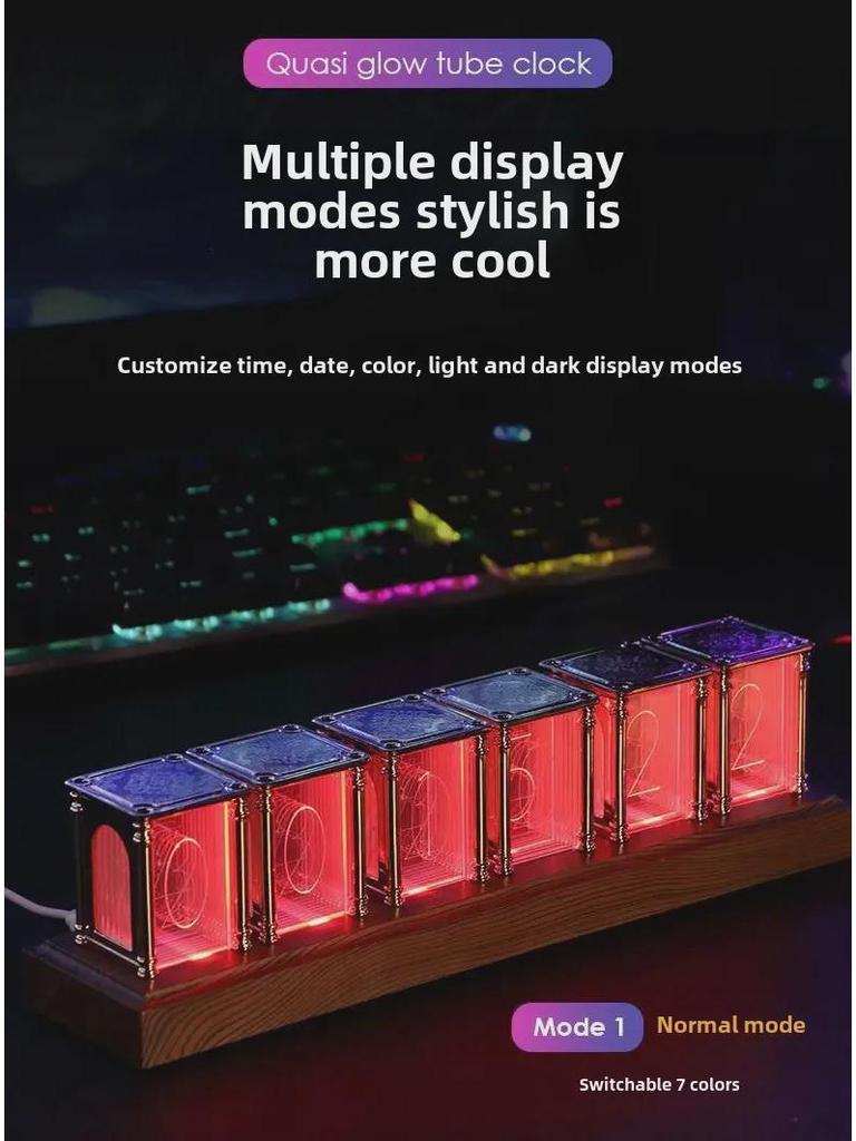 Часы Nixie с имитацией RGB-ламп - ценное украшение для рабочего стола для игровых комнат