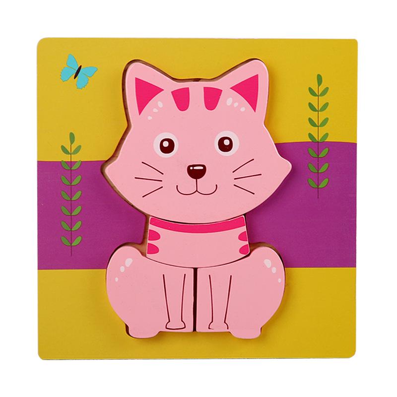 Children's 3D Wooden Animal Puzzle Board - Educational Toy for Early Learning