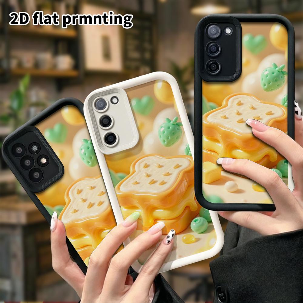 Phone Case: 2D flat design suitable for Samsung Galaxy A34 A35 M05 M06 S20 S22 S21 FE Plus 5G protective case, toast bread, perfect Christmas and Hall