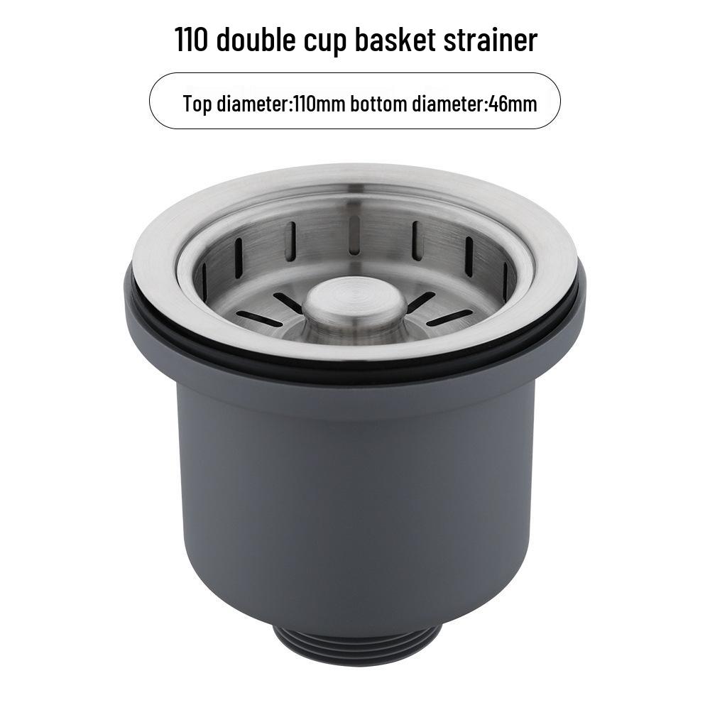 Двухсекционная кухонная мойка из нержавеющей стали 304 с дренажной трубой и корзинчатым сифоном