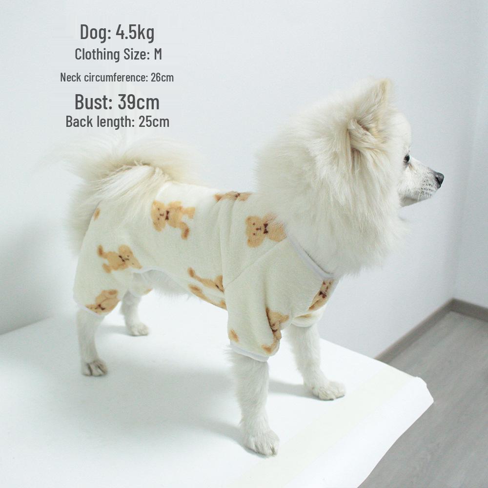 Фланелевый костюм плюшевого мишки для четвероногой собаки - Теплая осенняя одежда для питомца