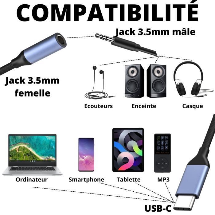 Кабель-адаптер для наушников USB-C Jack 3,5 мм, совместимый с Xiaomi 12T-12T PRO-12 LITE-12-12X-12 PRO-11T-11T PRO Phonillico®