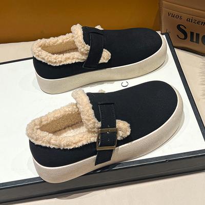 Новые теплые зимние ботильоны женские 2024 года из искусственной замши, нескользящие, утолщенные, плюшевые, зимние ботинки женские, удобные, без застежек, мягкие, хлопковые туфли