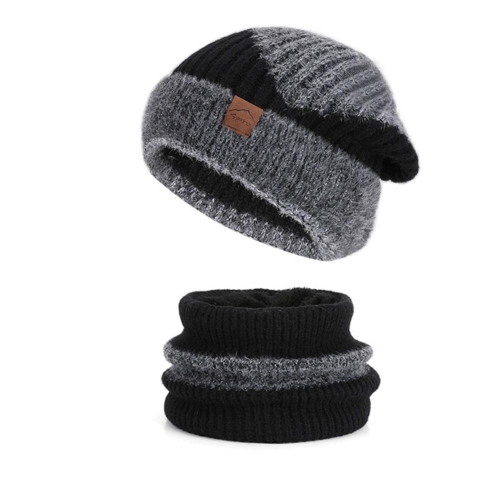 Soft Winter Beanie Hat Scarf Set Thicken Warm Wool Hat Neck Warmer Thermal Knit Cap Cold Weather