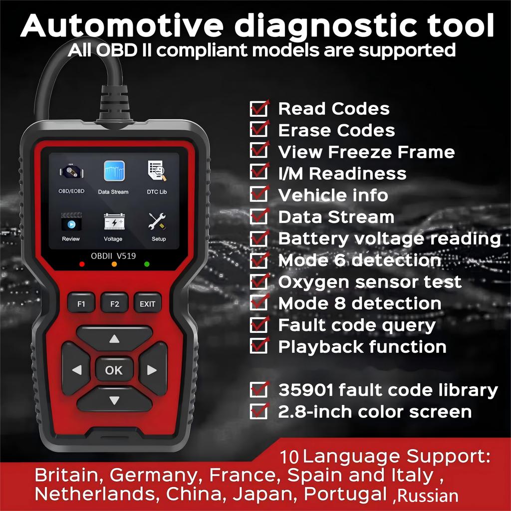 OBD2 сканер Live Data Professional Mechanic OBDII диагностический код считыватель инструмент для Check Engine Light