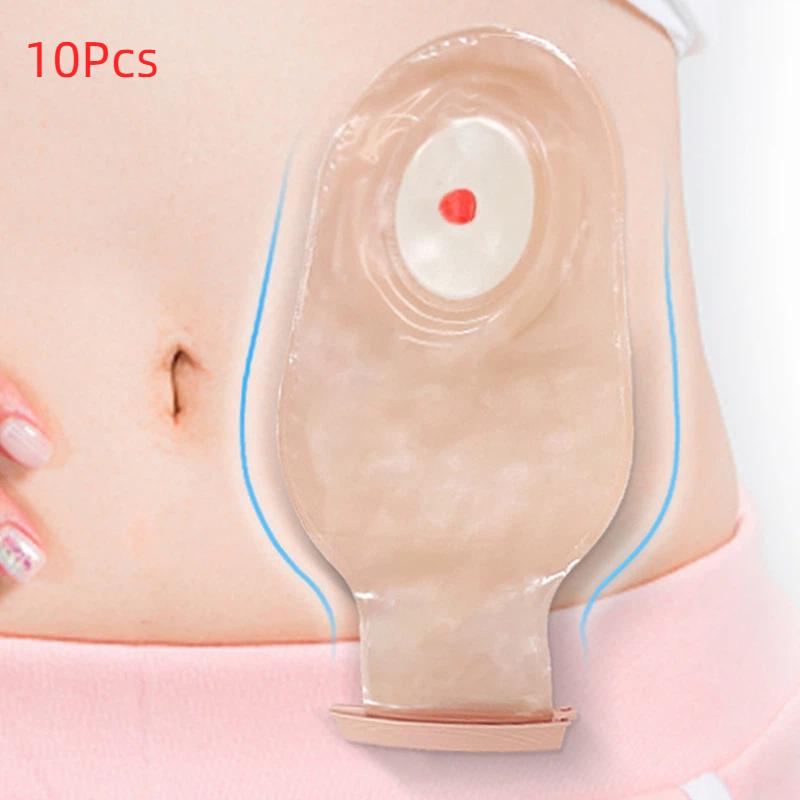 {+} 10pcs Drain Valve One-piece System Colostomy Bags For Adults Disposable Colostomy Pouch Opening 20-65mm With Clip Closure