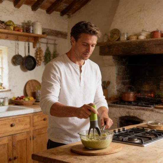 Автоматическая мешалка для приготовления пищи 3 режима скорости Венчик для яиц с термостойкими лопастями Свободные руки Предотвращает пригорание и прилипание Мешалка для ризотто