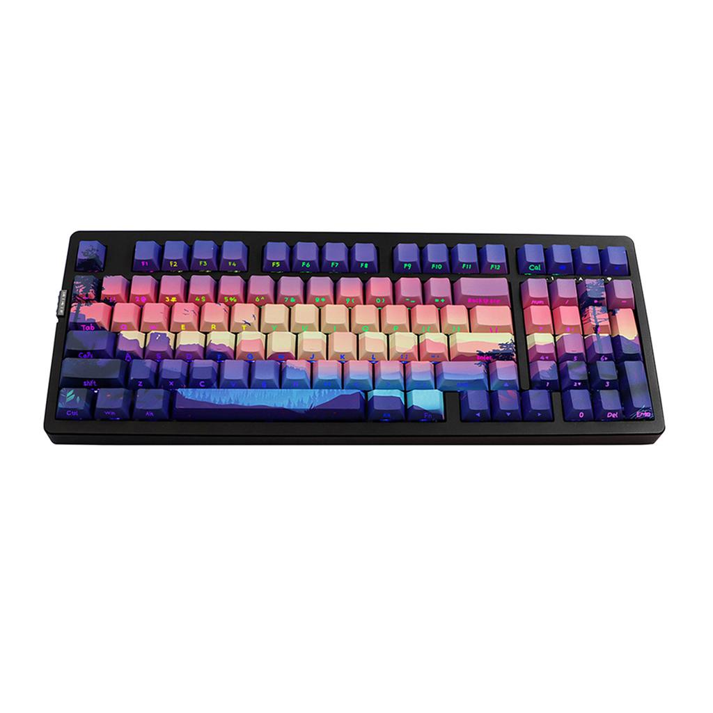 Колпачки для клавиш DoubleShots PBT с подсветкой 124 Purple Dreamland Dye-Sub с боковой гравировкой для механической клавиатуры 68/84/104