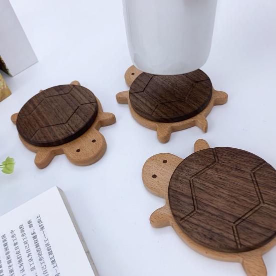 Wooden Turtle Coaster Heat Resistant Placemat for Drinks Anti-Scalding Pot Mat Reusable Table Mat Creative Party Accessory