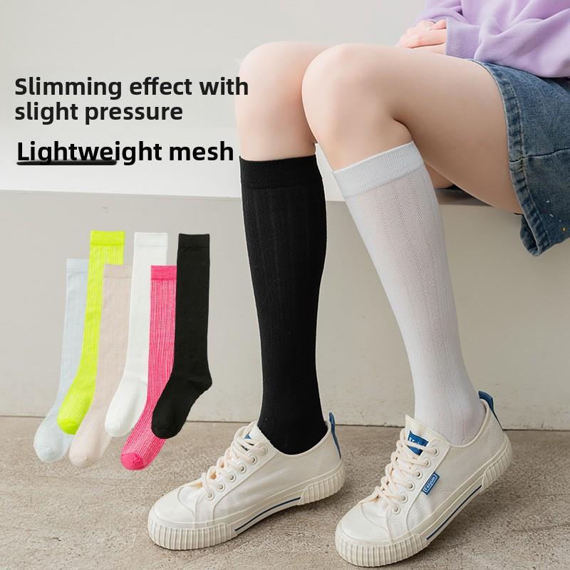 Summer Thin and Slimming Calf Socks for Women, Light and Breathable Calf Student Socks, Spring and Summer Long Socks